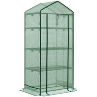 GEWÄCHSHAUS Mini 69x49x125 cm 3 Regale grün - Grün, Metall (69/125/49cm) - Fortuna Lai