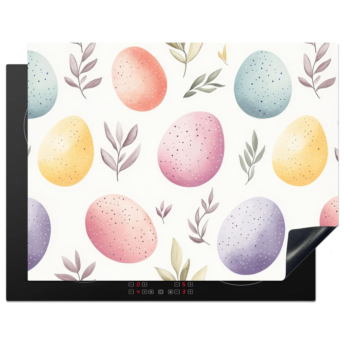 HERDABDECKPLATTE Eier - Bunt - Muster Induktionsmatte 77x59 cm - Weiß, Kunststoff (77/59/0.2cm) - MuchoWow