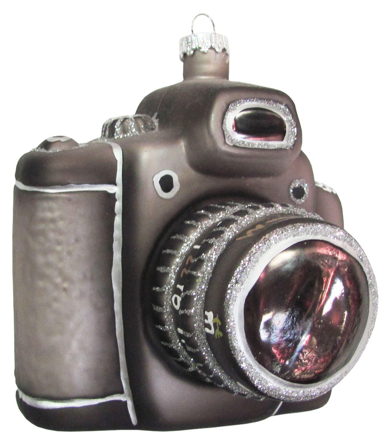 CHRISTBAUMSCHMUCK Spiegelreflexkamera Grau 9cm (Glas / 1 Stk.) - Grau, Glas (9/9/8cm) - Krebs Glas Lauscha