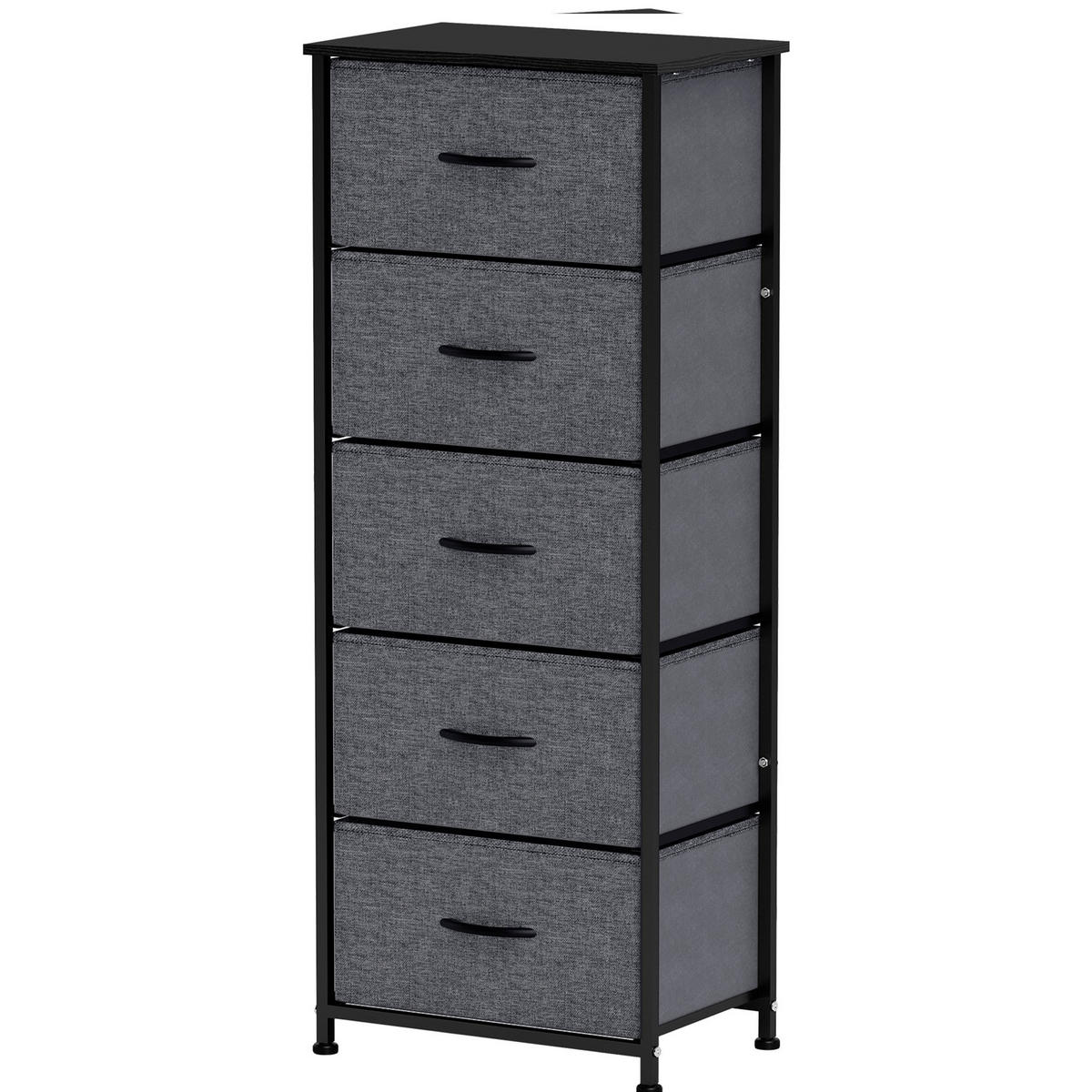 KOMMODE DE-12498 5 Schubladen 45/30/116 cm Dunkelgrau - Dunkelgrau, Metall (45/116/30cm) - ComfortXL
