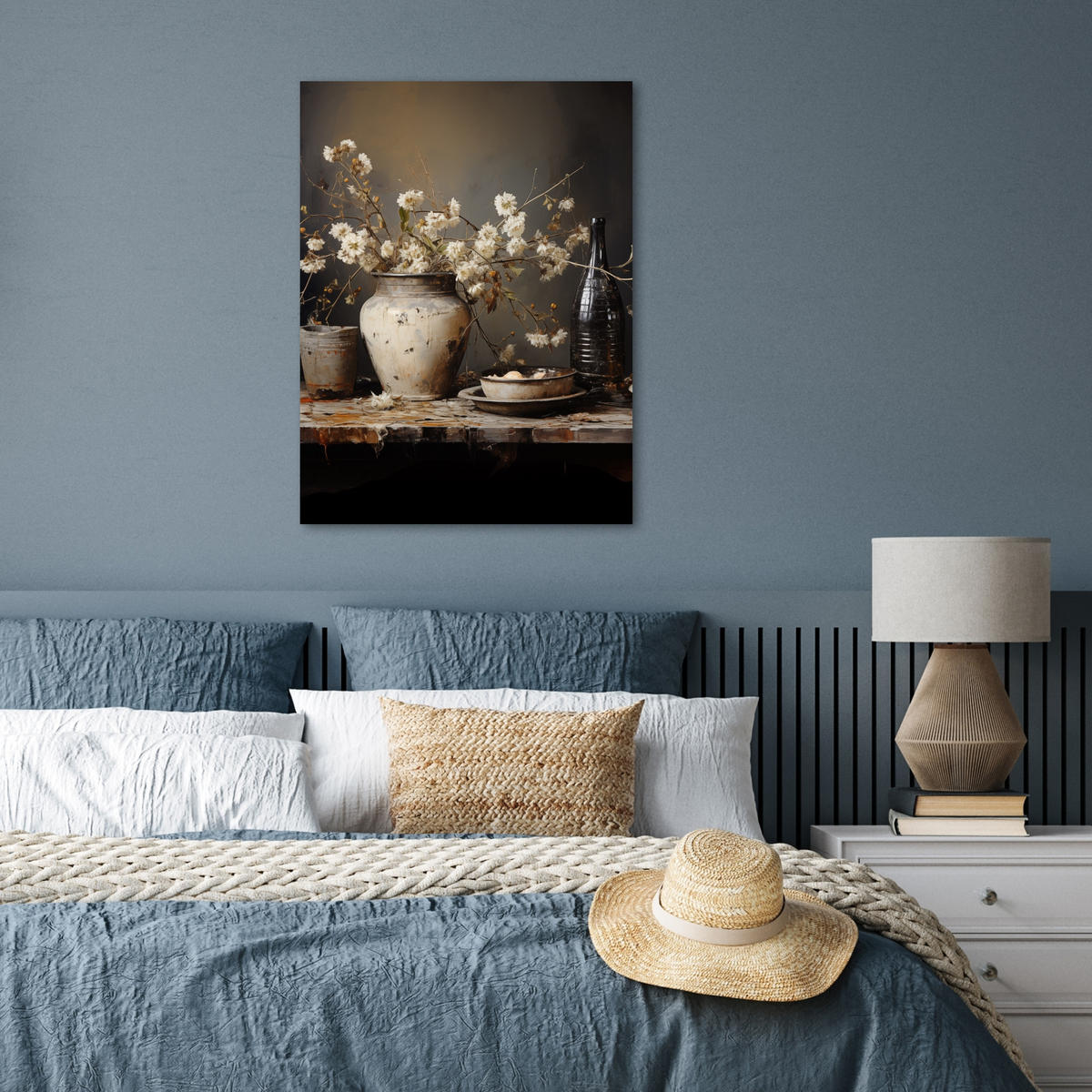 POSTER Stilleben - Blumen - Blumenstrauß - Vase - Wein 60x80 cm - Schwarz, Papier (60/80/0.1cm) - MuchoWow