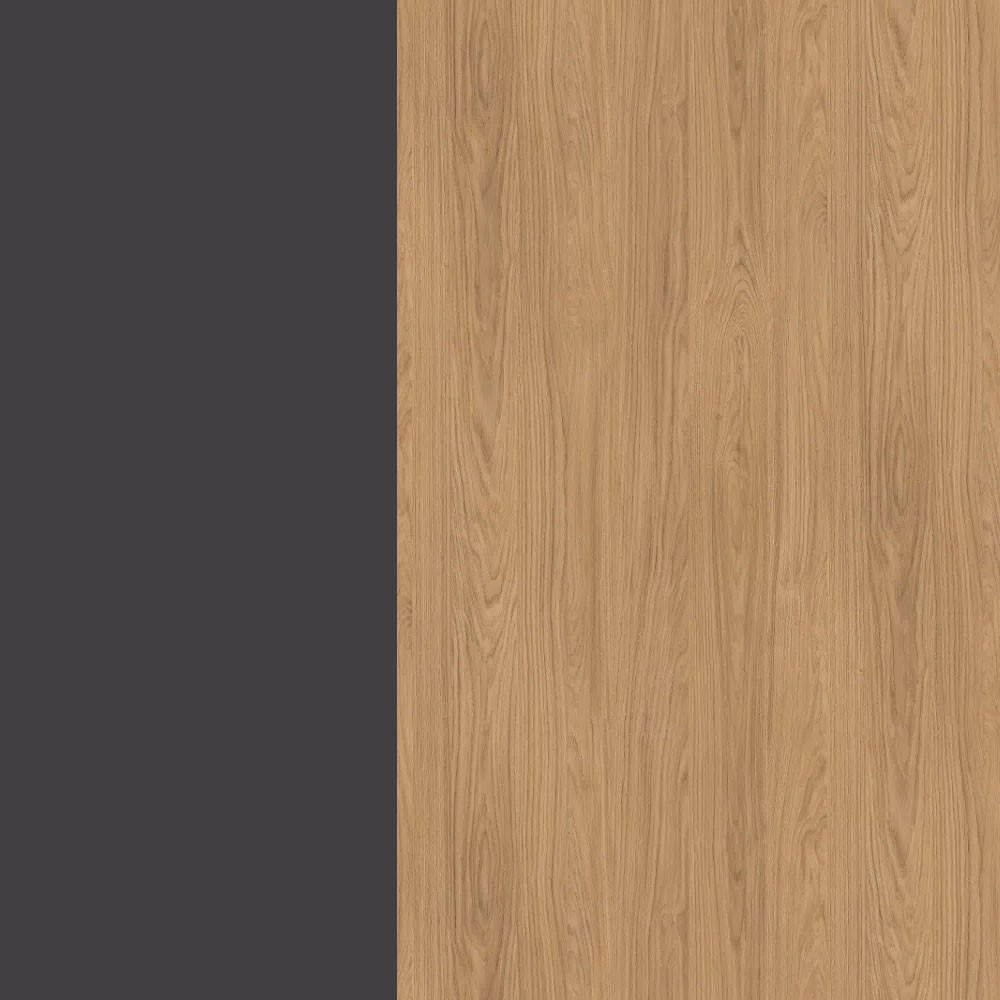 KÜCHENZEILE Casella 15-teilig Lava / Casella Eiche Natur - Dunkelgrau/Braun, Holzwerkstoff/Metall (360/207/270cm) - Feldmann-Wohnen