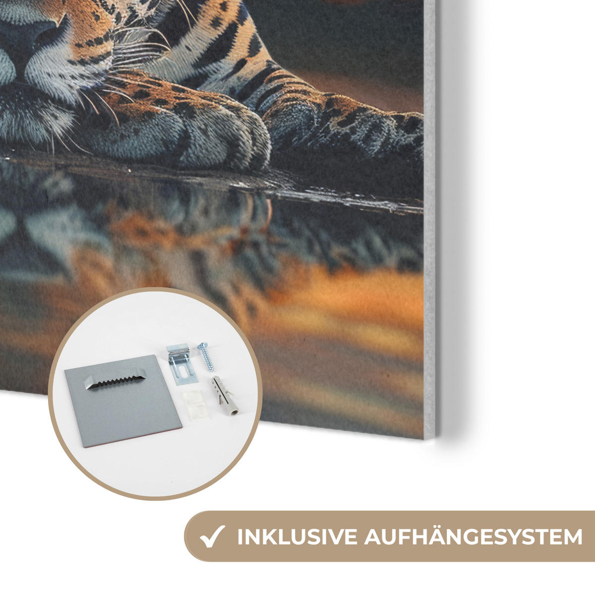 AKUSTIKPANEEL Natur - Leopard - Tier - Sonnenuntergang - Modern 90x90 cm - Orange, Textil (90/0.9/90cm) - MuchoWow