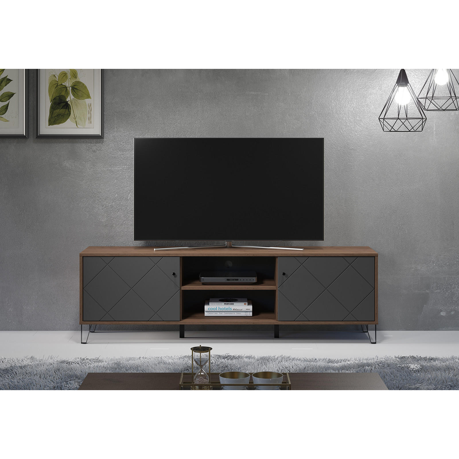 ebuy24 Lowboard Graphit 183x56x40 cm