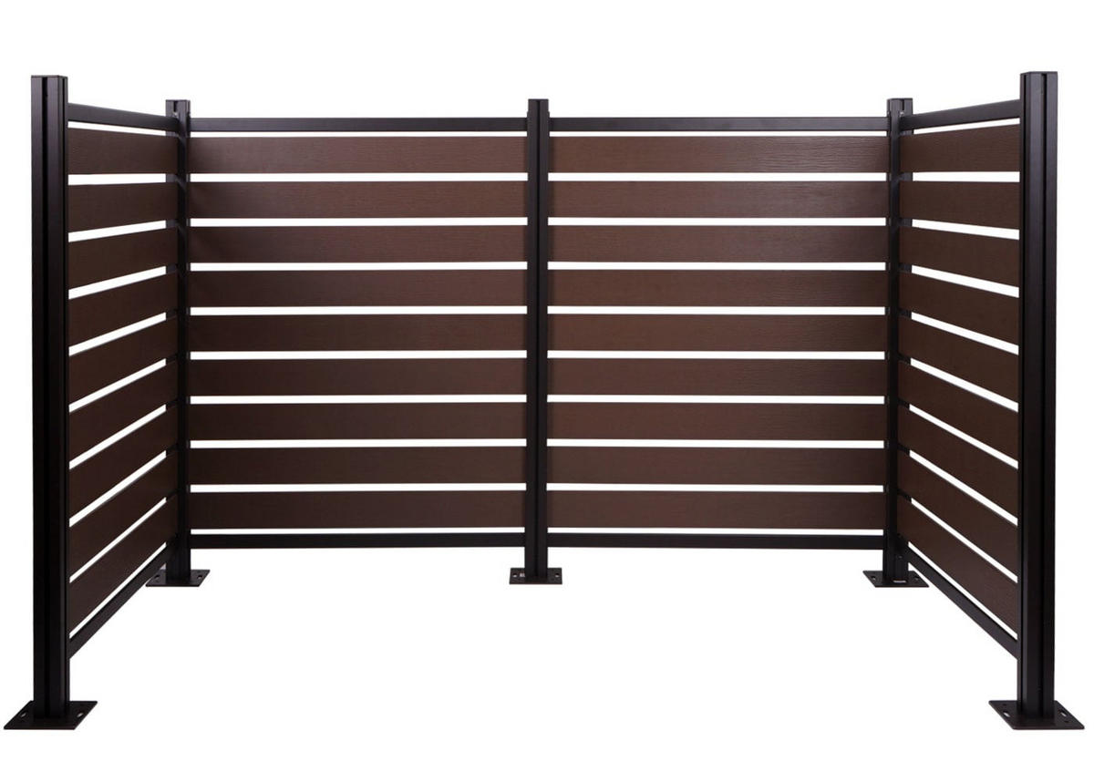 MÜLLTONNEN-ZAUN Alu 130x206x110cm Braun - Braun, Metall (206/130/110cm) - PROREGAL