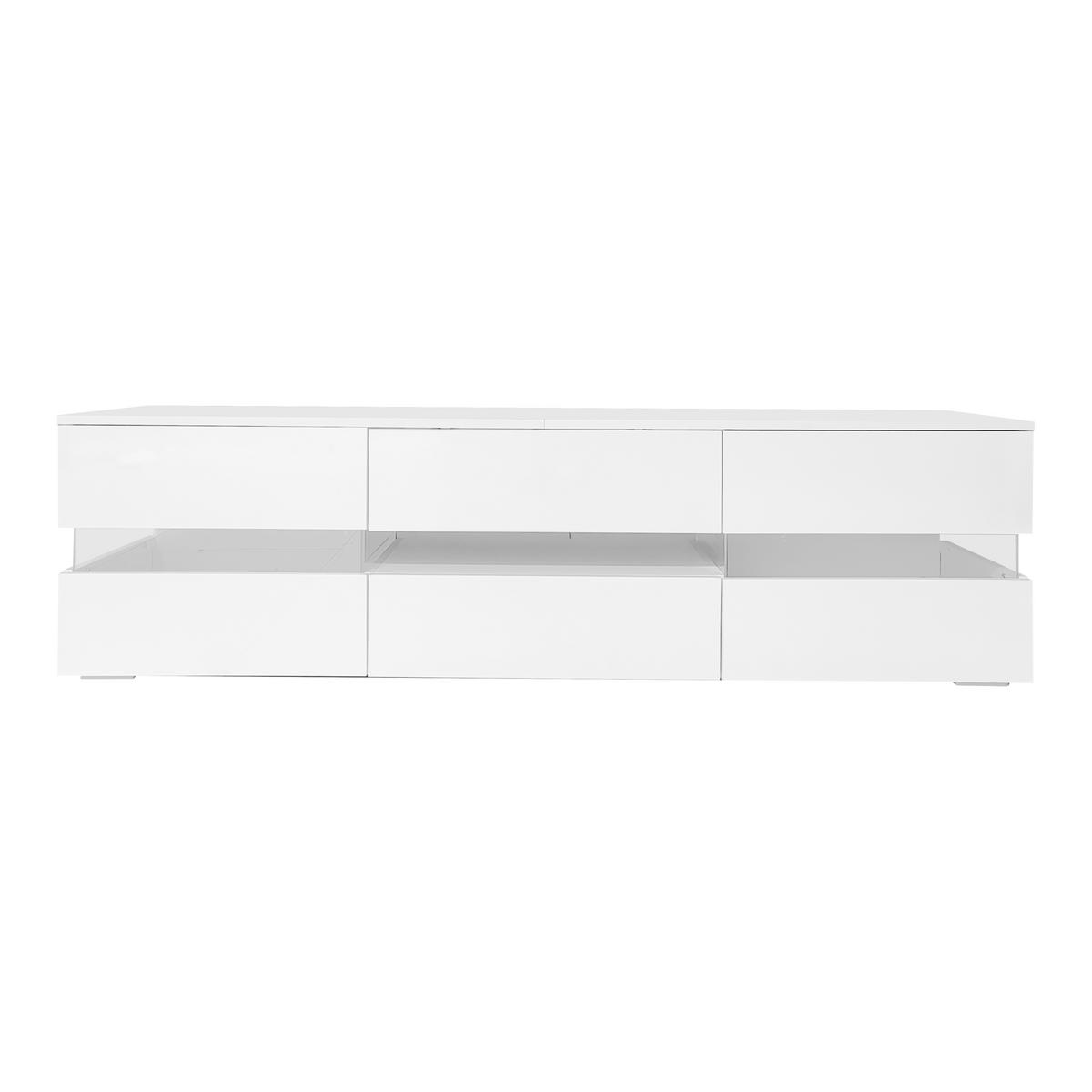 TV-SCHRANK mit Weiß Hochglanzfront, LED und Push-to-open 160/39/45 cm - Weiß, Holzwerkstoff (160/45/39cm) - Redom