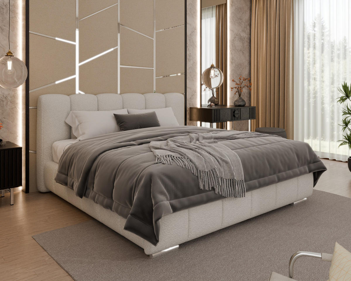 POLSTERBETT Zaira 180x200cm – Elegantes Polsterbett für modernen Wohnstil , ohne matratze, cappuccino - Cappuccino, Holz (160/200cm) - Homesy