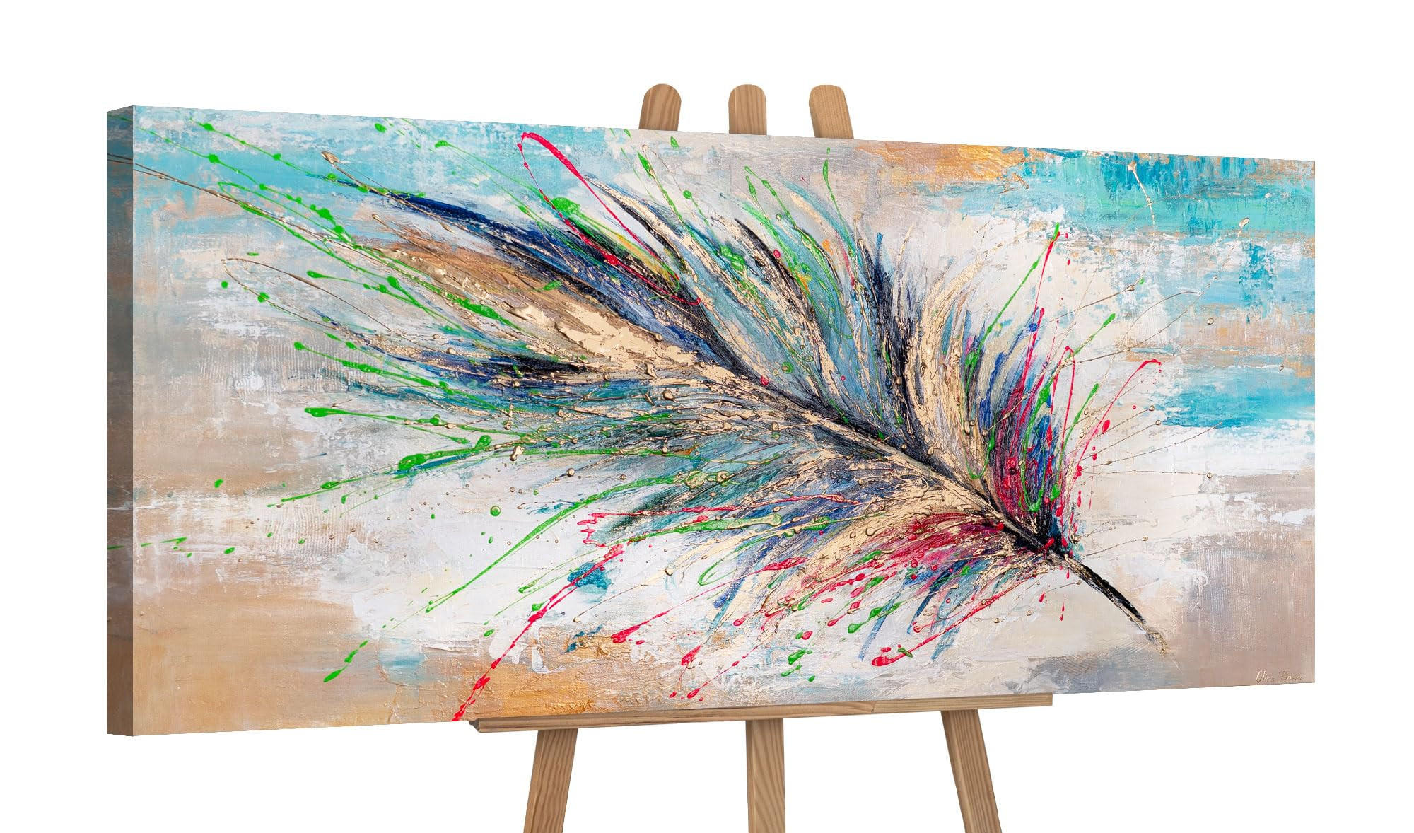 GEMÄLDE Leuchtendes Gefieder auf Keilrahmen 115x50 cm - Multicolor, Holz (115/50cm) - YS-art gallery