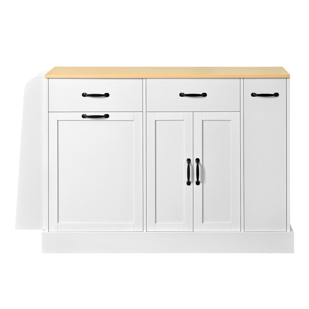 SIDEBOARD mit Abfallfach, Gewürzregal und Schubladen, Weiß - Weiß, Holzwerkstoff (133.5/86/40cm)