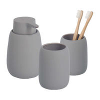 BADACCESSOIRES - Keramik, Grau, 3-teiliges Set - Grau, Keramik (8.8/13.7/8.8cm) - Zeller Present