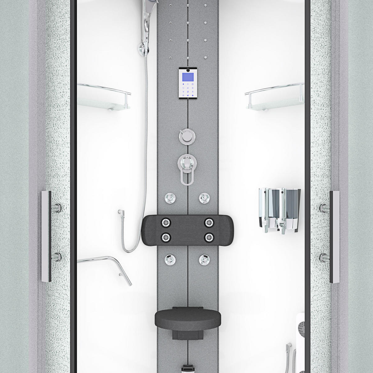 DAMPFDUSCHE Duschkabine D58-00M2 Weiß 80x80 - Weiß, Glas/Kunststoff (80/80/215cm) - AcquaVapore by Sandra Jentho