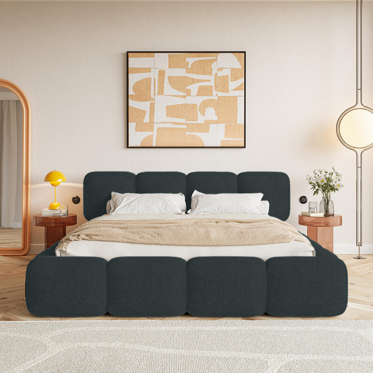 POLSTERBETT BALMONTE 140x200 cm, Schwarz - Schwarz, Textil (200/140cm) - Fedve