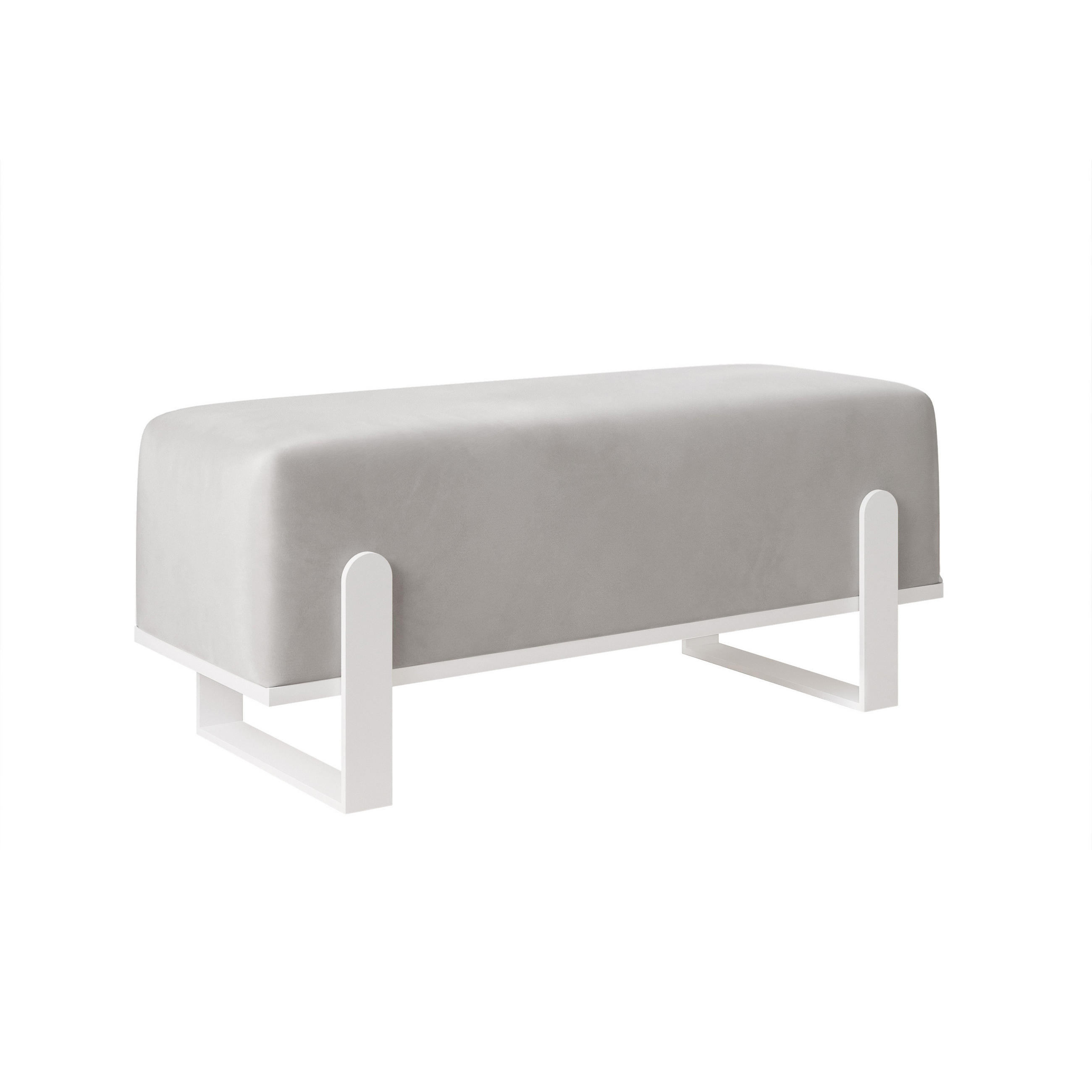 POLSTERBANK MARA 80 cm Weiß / Grau ,Metallgestell - Grau, Metall (80/47/35cm) - Idohome
