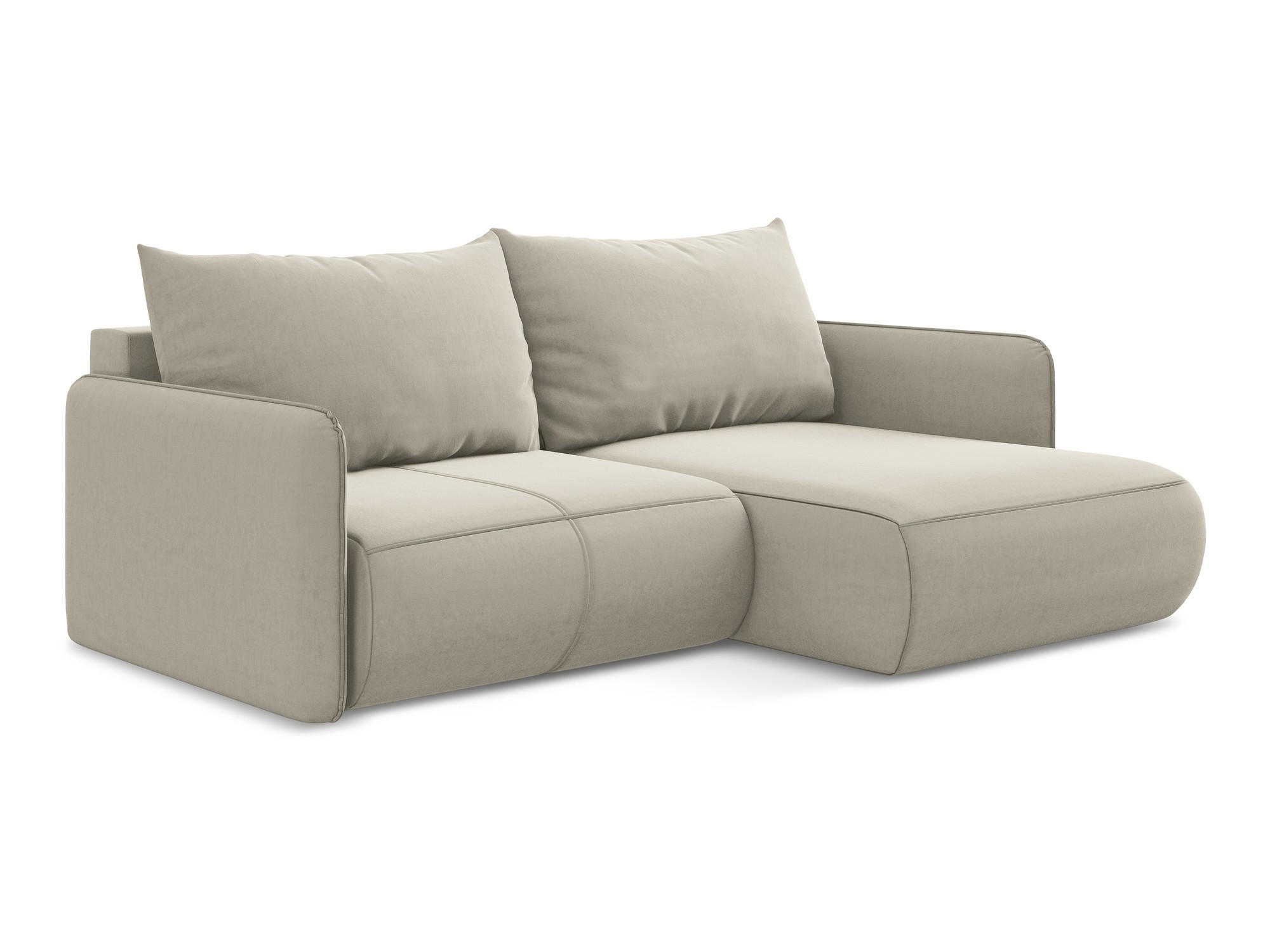 ECKSOFA mit Schlaffunktion Samt Stoff Creme - Perlmutt/Creme, Kunststoff/Textil (207/148cm) - Makamii
