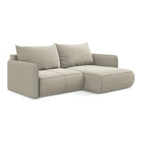 ECKSOFA mit Schlaffunktion Samt Stoff Creme - Perlmutt/Creme, Kunststoff/Textil (207/148cm) - Makamii