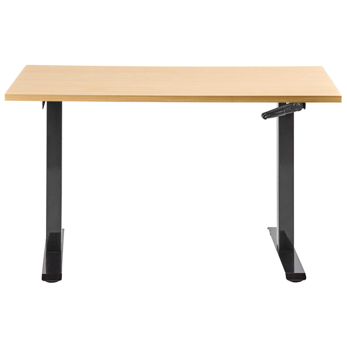SCHREIBTISCH manuell höhenverstellbar 120/72 cm Schwarz/Hellbraun Destines - Hellbraun/Schwarz, Holzwerkstoff/Metall (72/120/74cm) - Beliani