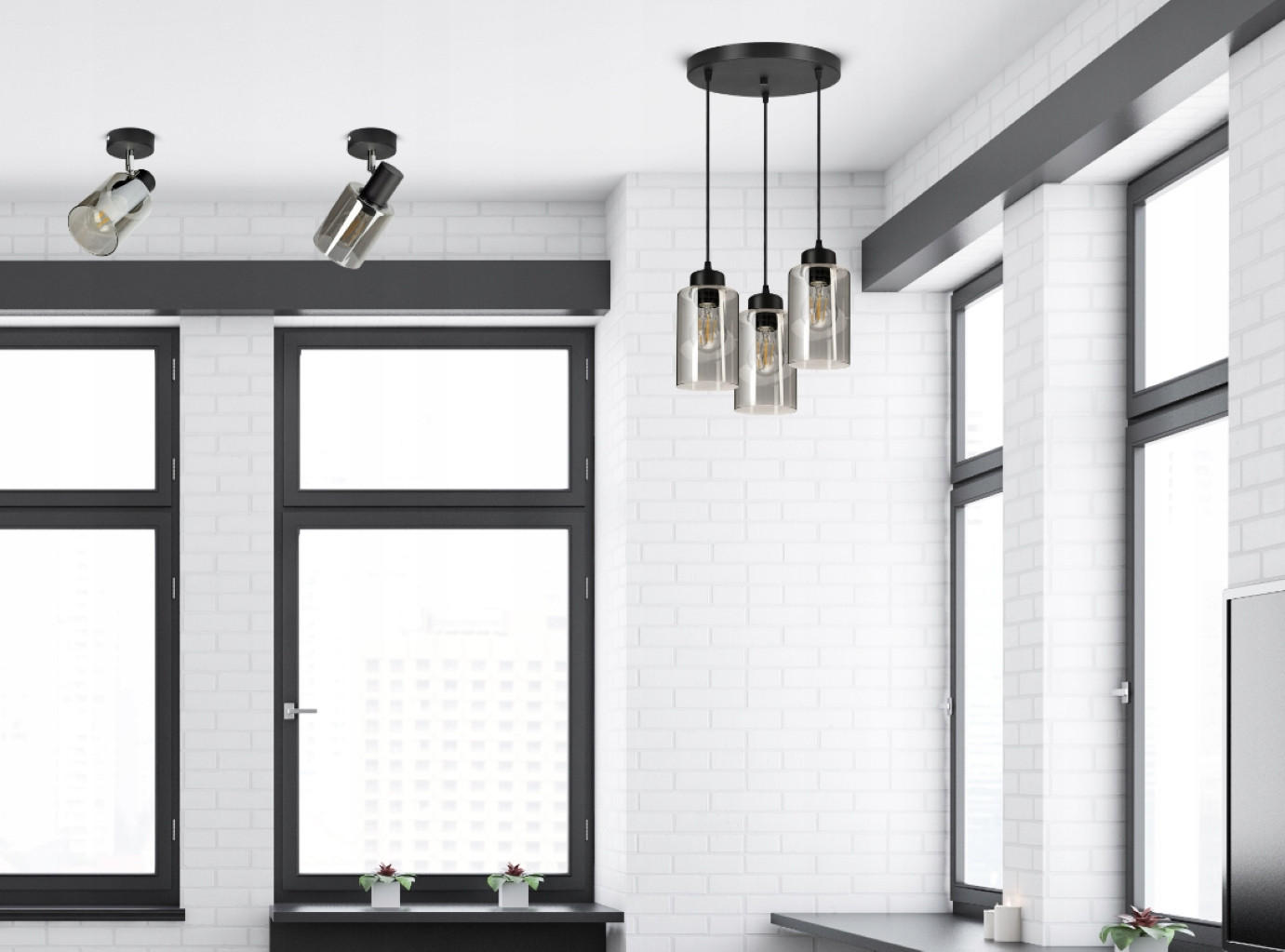 PENDELLEUCHTE TUBE - Transparent/Schwarz, Glas/Metall (30/30/80cm) - kiki design