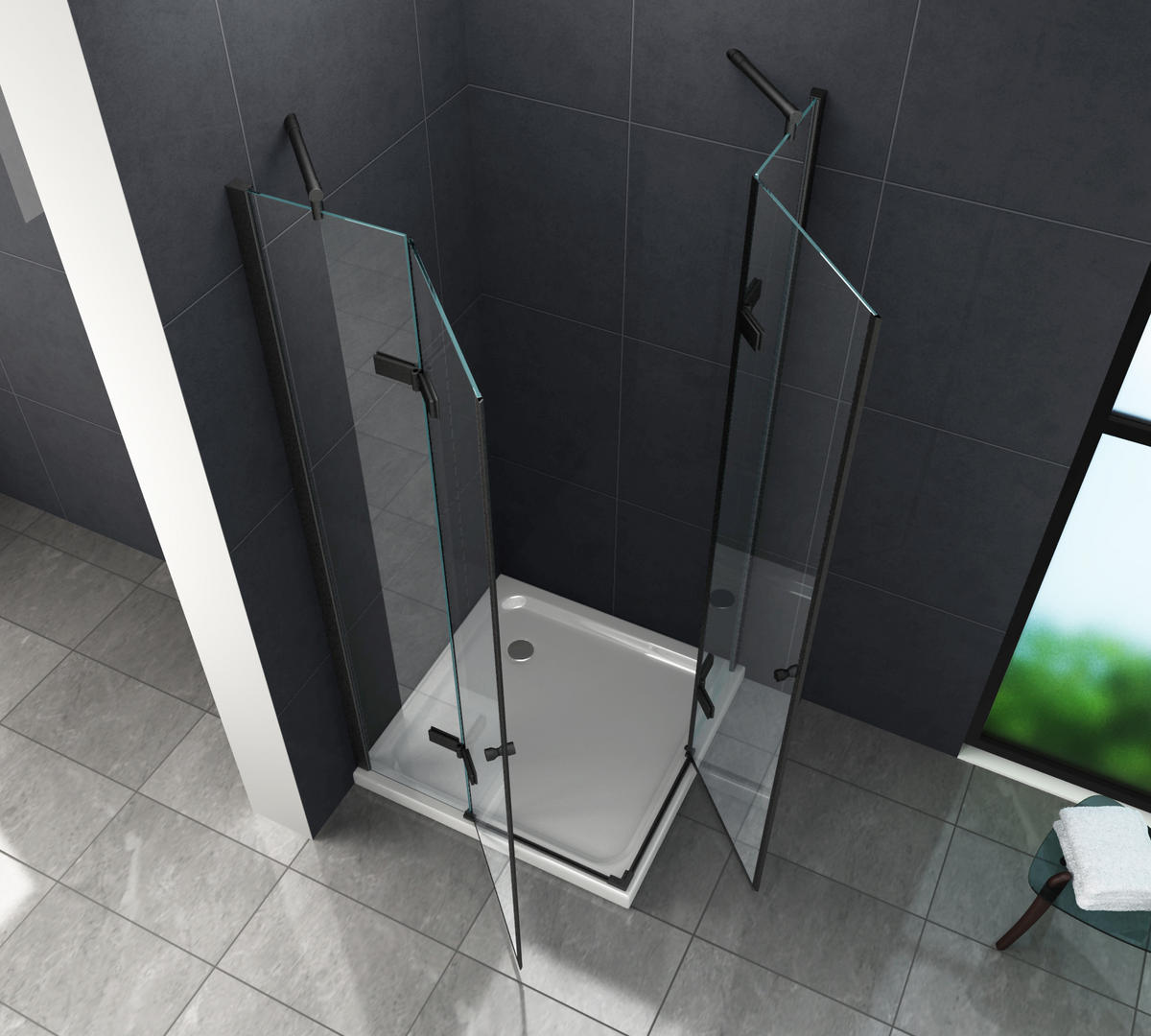 DUSCHKABINE CORNO Schwarz 80 x 80 x 195 cm 8 mm ESG - Schwarz, Glas (80/80/195cm) - Glasdeals