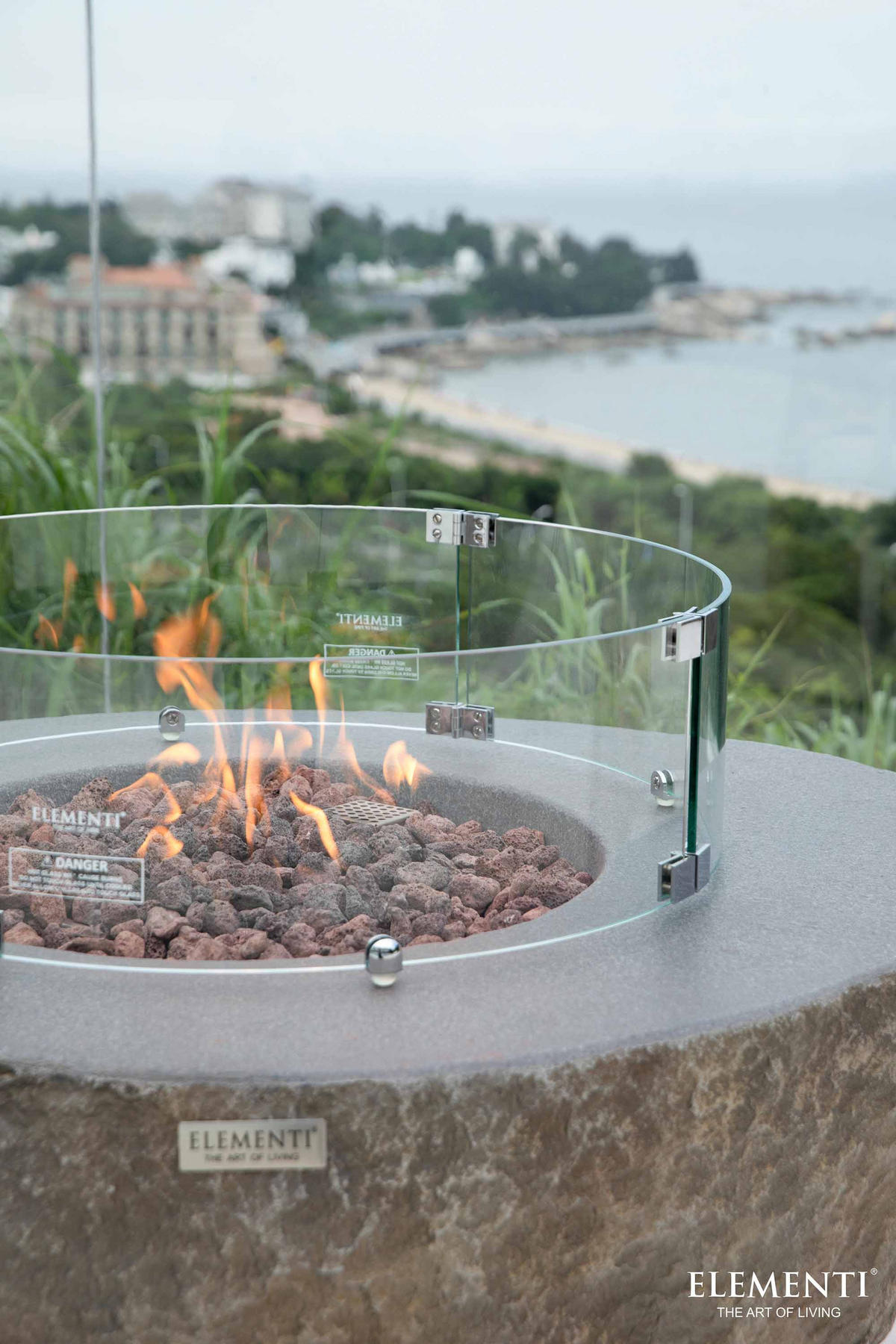 FEUERSTELLE Vesuv in Basalt-Optik aus Faserbeton - Dunkelgrau, Stein (113/44/110cm) - Elementi