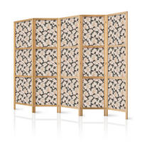 PARAVENT Japanischer 5-tlg 225x172 cm Hasen und Blumen - Multicolor, Holz/Textil (225/172/3cm) - Muralo