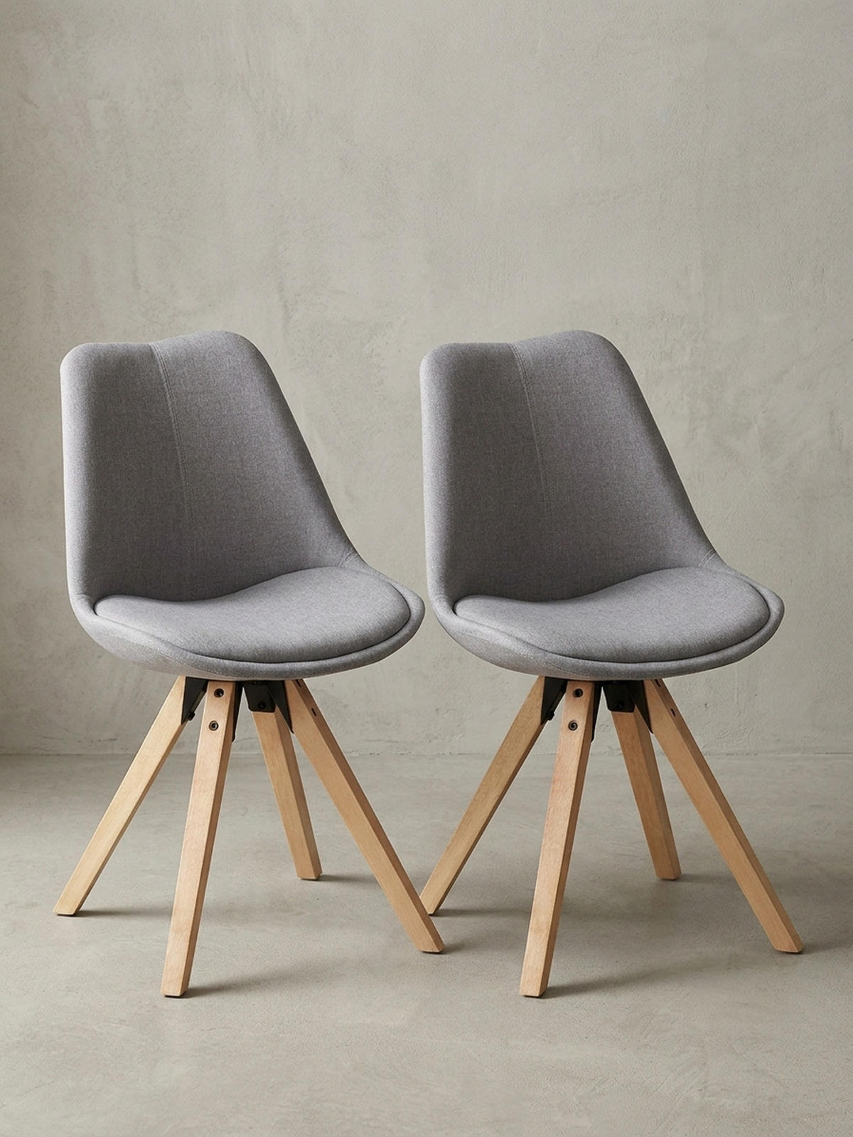 ESSZIMMERSTUHL 2er Set Stoffbezug mit Holzgestell Skandinavisch gepolstert, Grau 49x52x87 cm - Beige/Grau, Holz/Textil (49/87/52cm) - KADIMA DESIGN