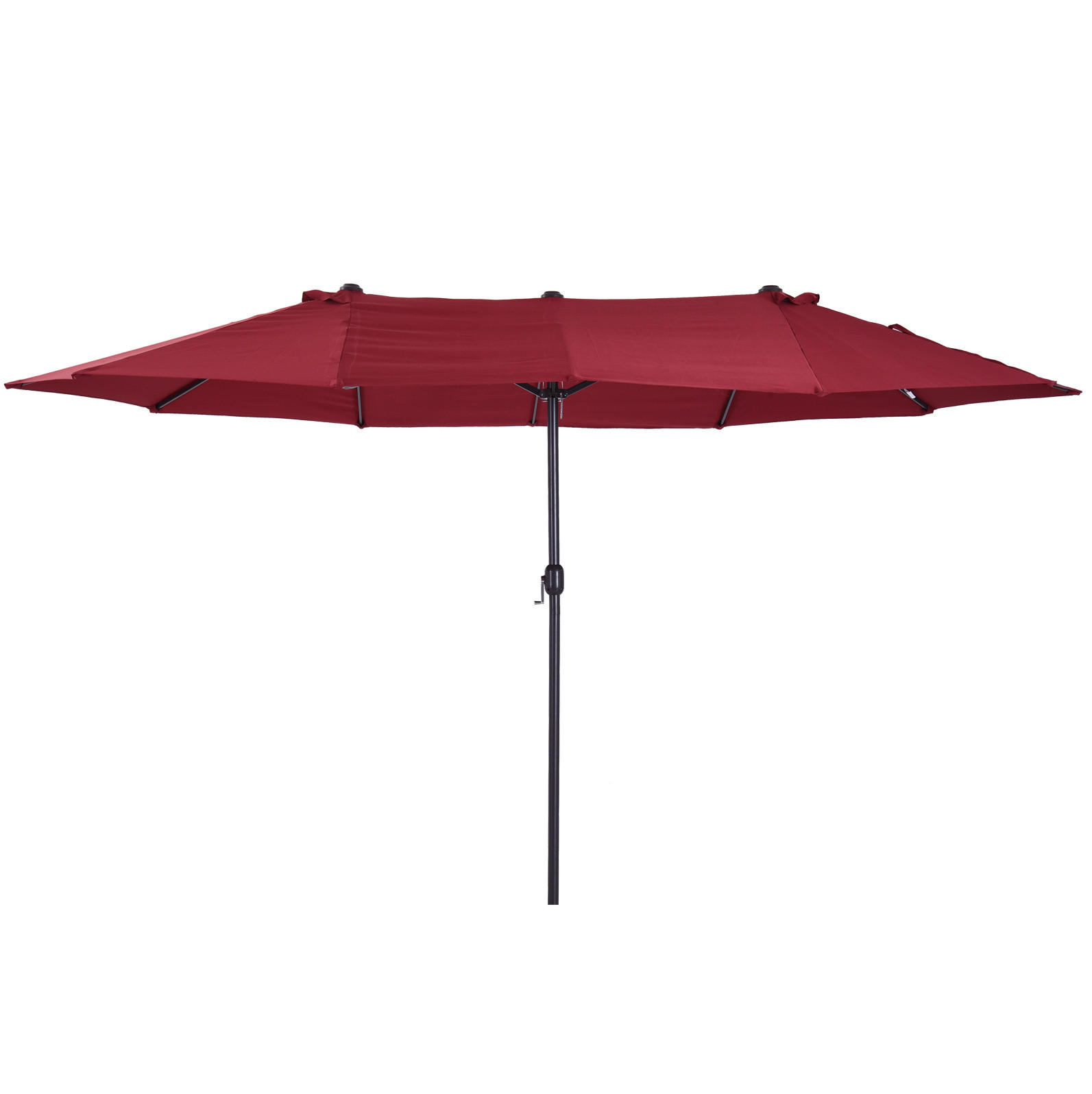 DOPPEL-SONNENSCHIRM aus Stahl 460x270x240 cm in Rot mit Handkurbel - Rot, Metall (270/460cm) - Modfu