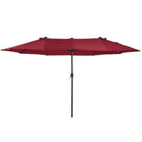 DOPPEL-SONNENSCHIRM aus Stahl 460x270x240 cm in Rot mit Handkurbel - Rot, Metall (270/460cm) - Modfu
