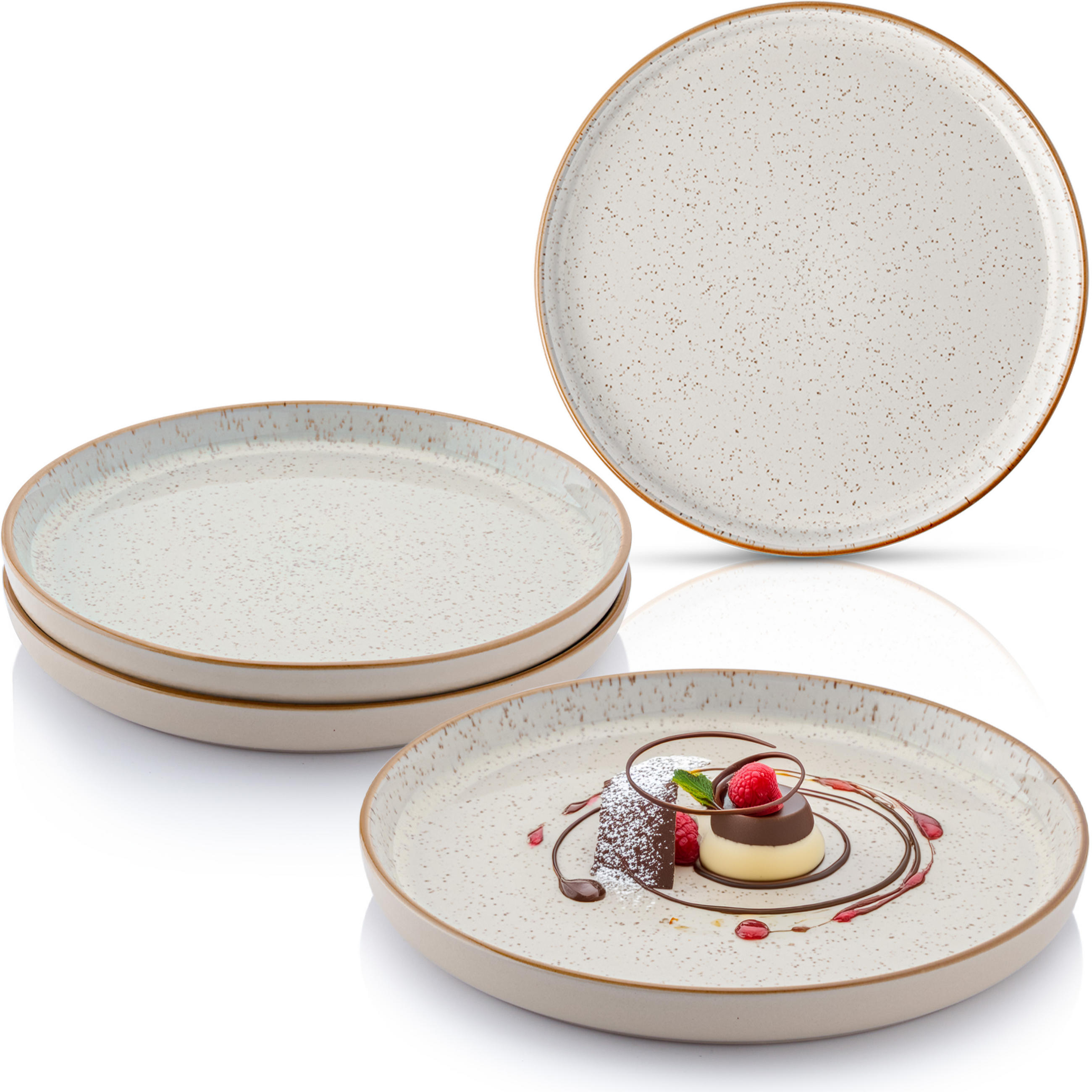 DESSERTTELLER SET RIO CREME - 4 teilig aus Steingut - Creme, Keramik (13cm) - Sänger