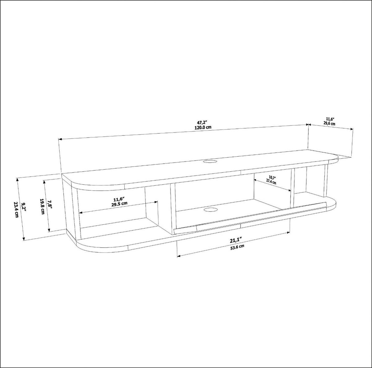 TV-ELEMENT Ibarra 120 cm Schwarz Oud - Schwarz/Braun, Holzwerkstoff (120/23.4/29.6cm) - Decorotika