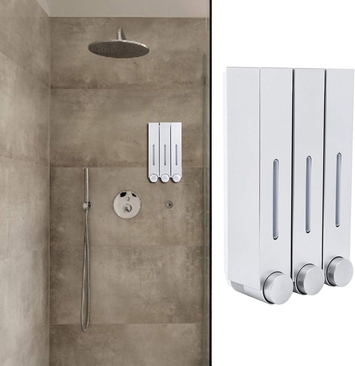 SEIFENSPENDER , 420-ml-Flüssigseifenspender – 3 Sprühköpfe - Grau, Kunststoff (15/7/28cm) - BELZ