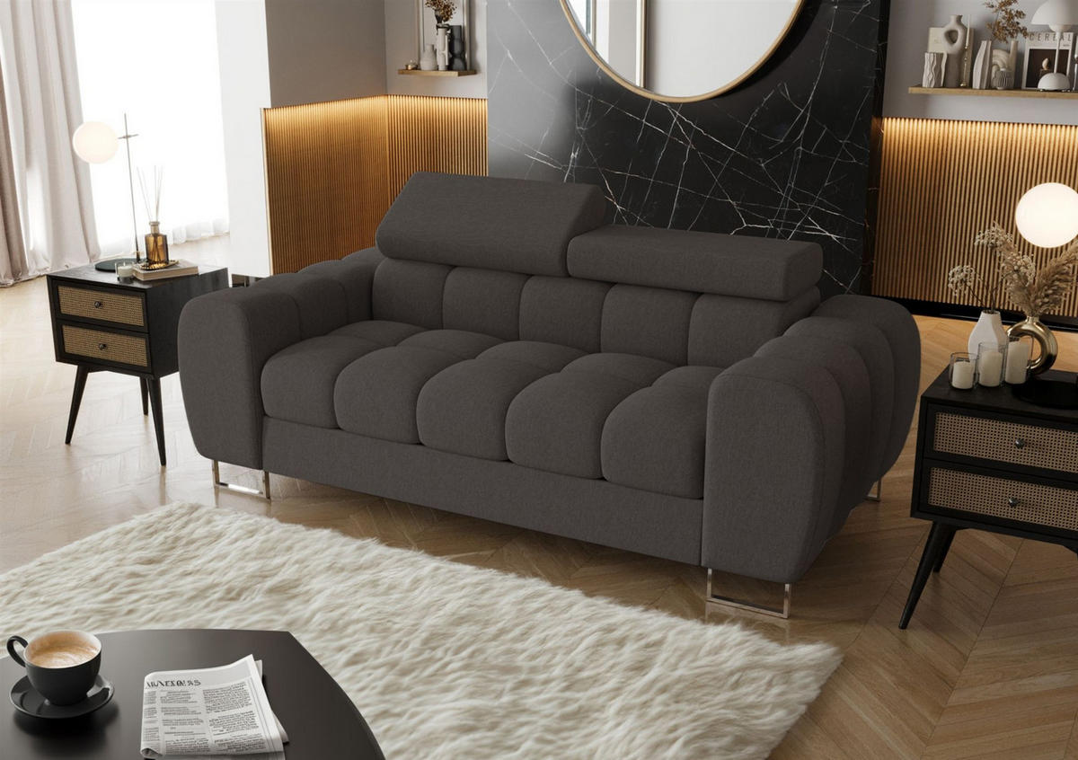 SOFA 2-sitzer Bastien In Stoff Gemma - Grau, Holzwerkstoff/Textil (195/95/97cm) - Fun Möbel