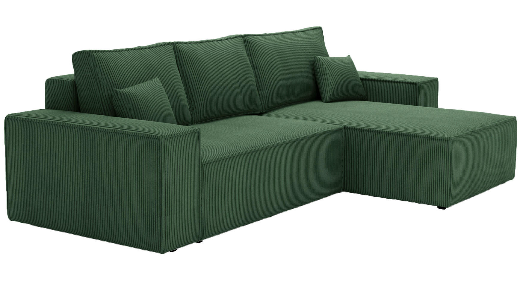 ECKSOFA Bergamo L mit Cordstoff, 280 cm, Schlaffunktion, Rechts - Grün - Grün, Holz (189/277cm) - Emporius