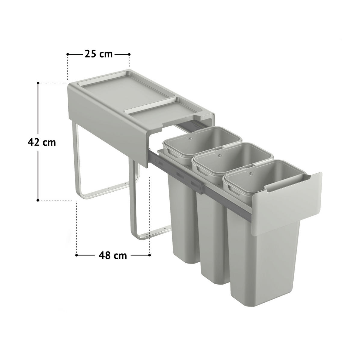 EINBAUMÜLLEIMER EM3x10 30L - Grau, Kunststoff (25/42/48cm) - SVITA