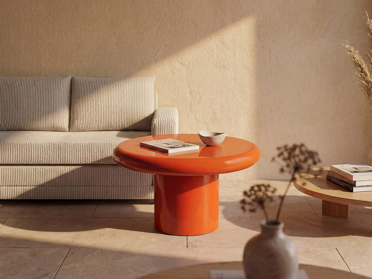 COUCHTISCH - 72 cm x 72 cm - Metall - Orange - GAVYKA - Orange, Metall (72/72/42cm) - Vente-Unique