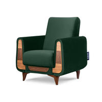 SESSEL GUSTAVO mit Armlehnen, dunkelgrün - Dunkelgrün/Braun, Holz/Holzwerkstoff (83/95/92cm) - KONSIMO®
