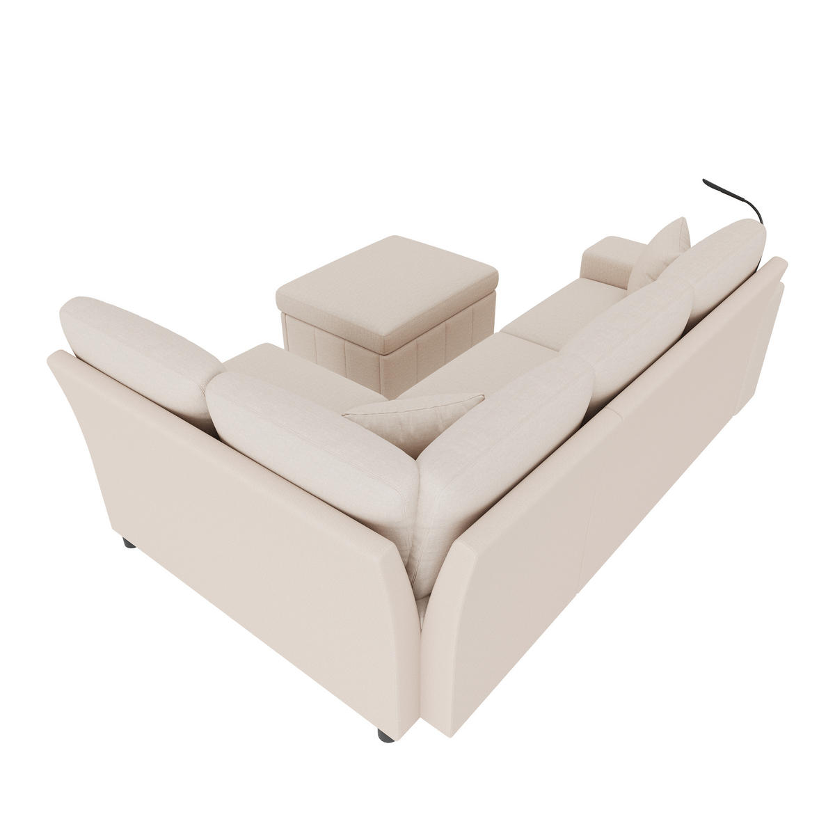 SCHLAFSOFA mit Schlaffunktion, USB, Type-C, Beige, 213/184/88 cm - Beige, Textil (213/88/184cm) - EVRYAE
