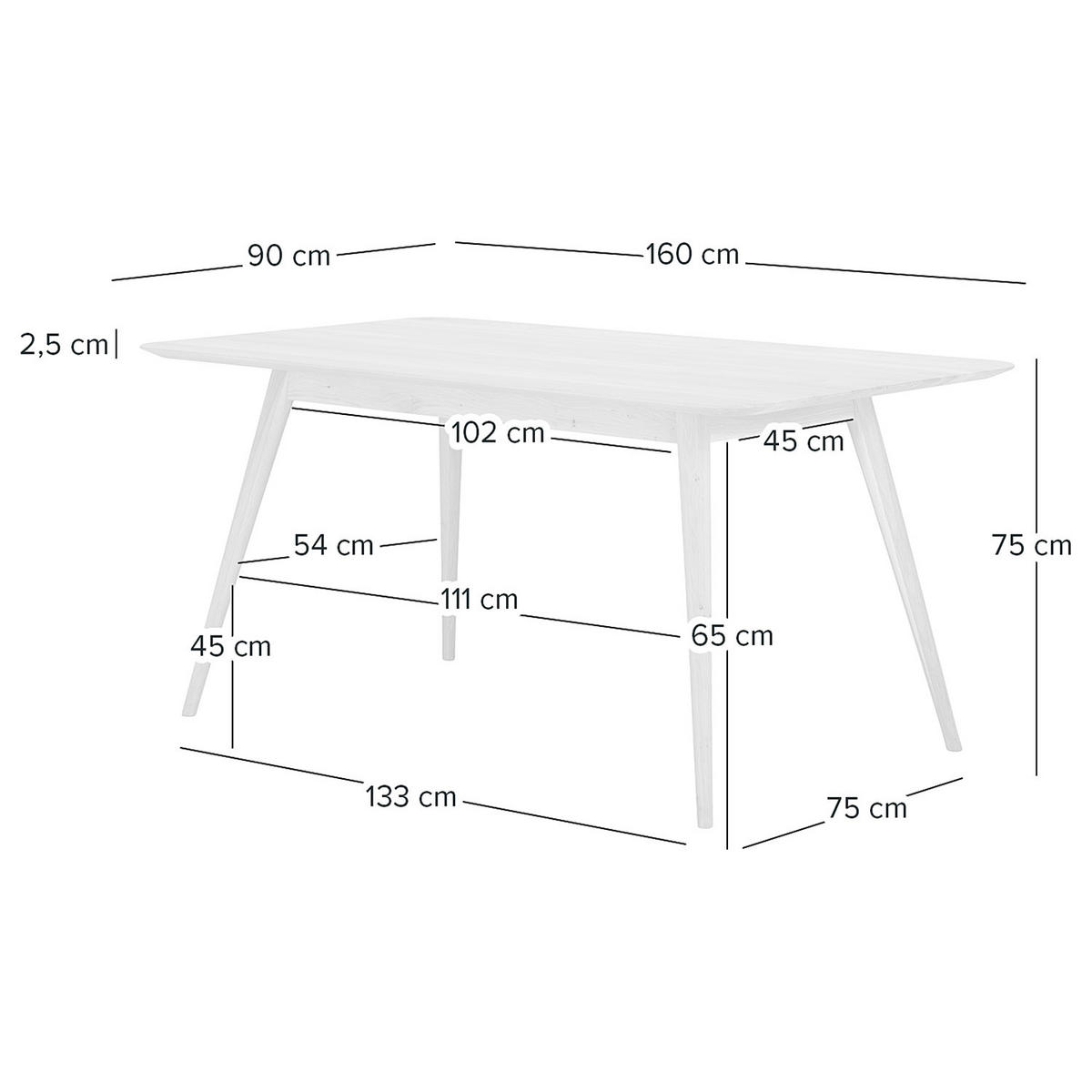 ESSTISCH - Massivholz - Eichefarben, Holz (90/160/75cm) - home24