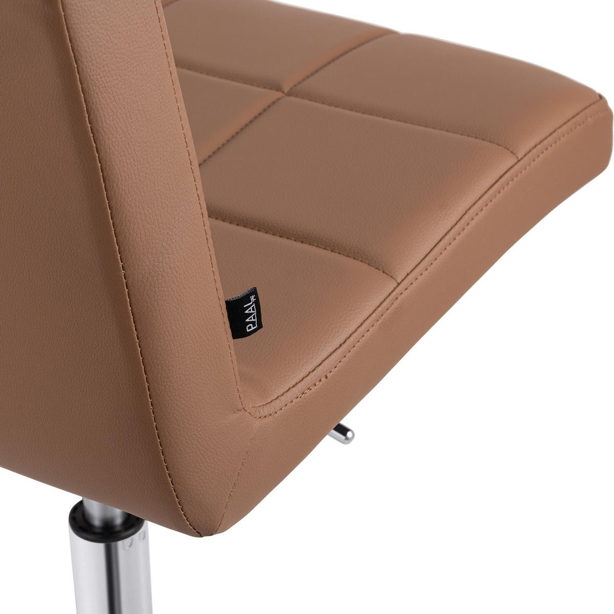 DREHSTUHL Lederlook Hellbraun - Chromfarben/Hellbraun, Textil/Metall (47/93/56cm) - CLP