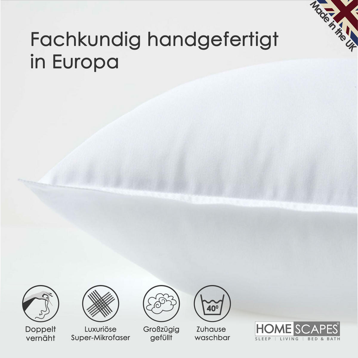 FÜLLKISSEN 50/50 cm – Super-Mikrofaser - Weiß, Textil (50/50cm) - Homescapes