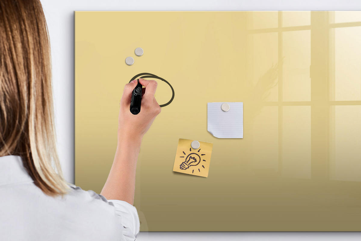 MAGNETTAFEL 100x70 Creme schwarzer Marker - Creme, Glas (100/0.4/70cm) - TULUP