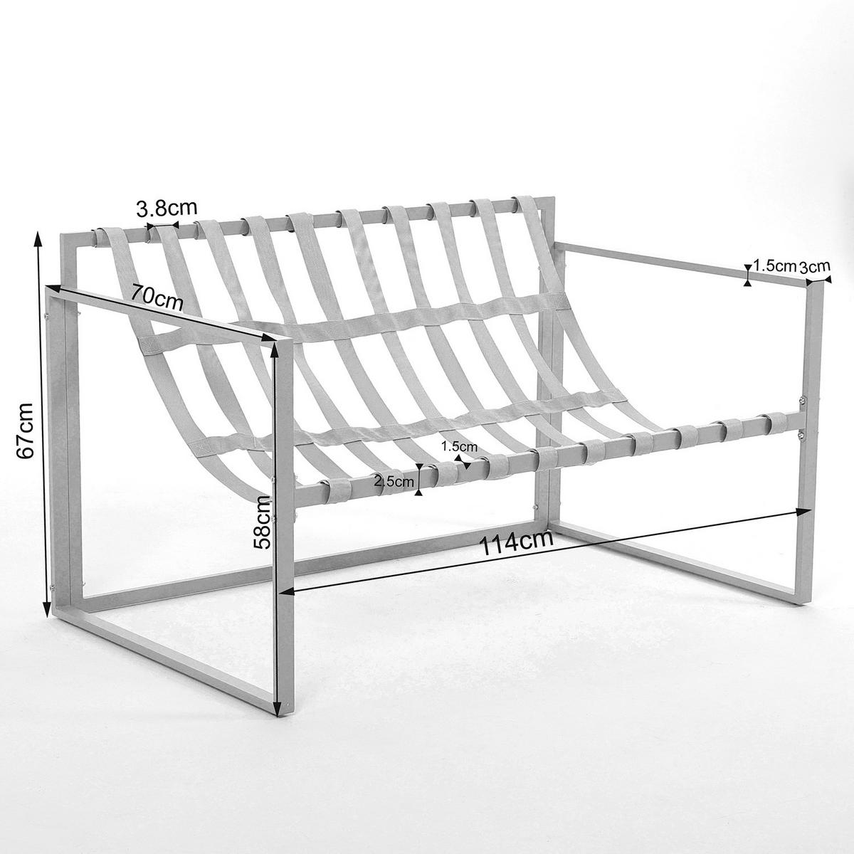 GARTENSITZGRUPPE - Eisen / Polyester - Schwarz / Grau - 4-teilig - Beige, Glas/Textil - home24