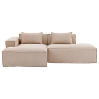 ECKSCHLAFSOFA L-/U-/2-er Sofa mit Schlaffunktion,Modulsofa,Cord,Beige - Beige, Textil (129/233cm) - LVHOM