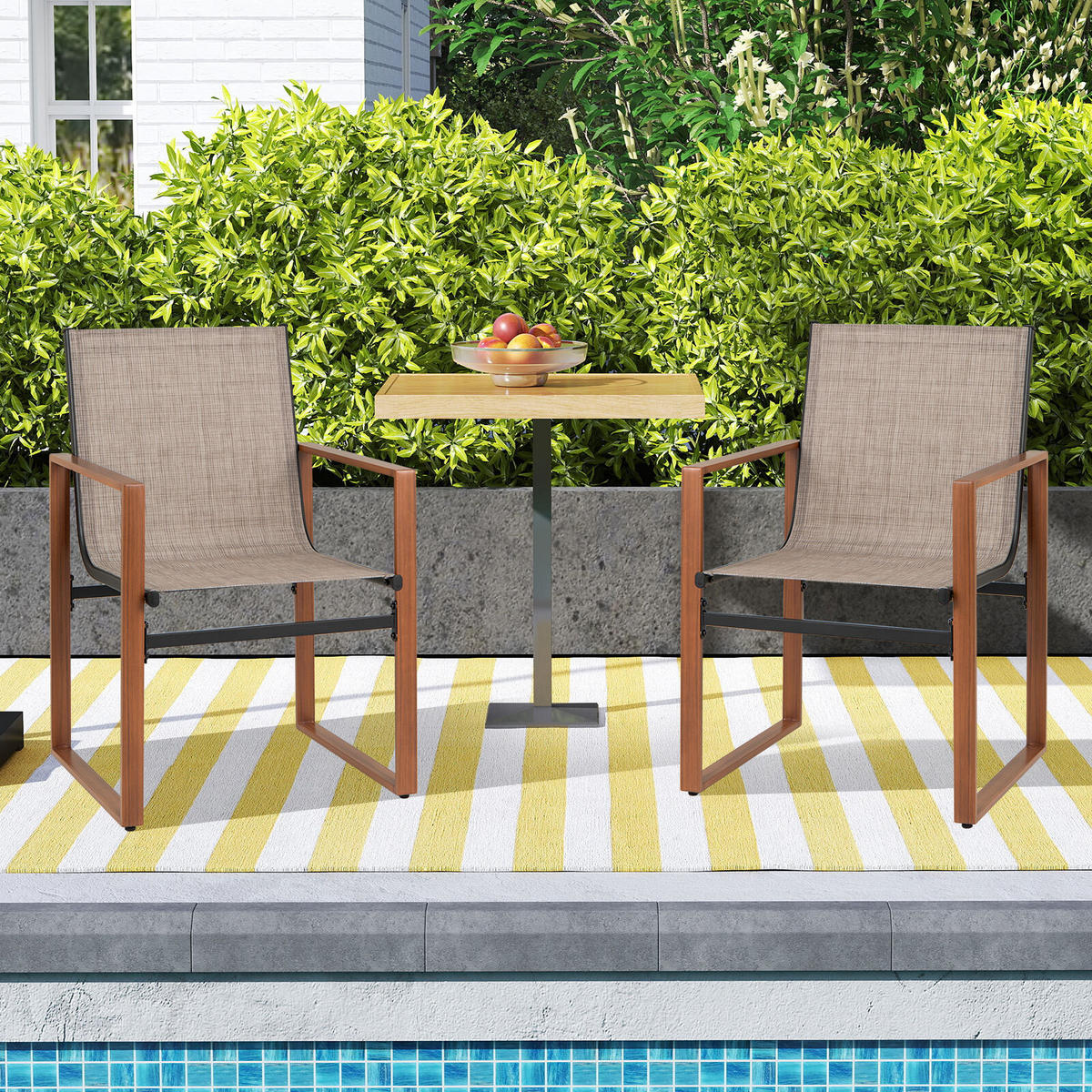 TERRASSENSTUHL Braun(2er-Set) - Braun, Metall (55.5/86/59cm) - COSTWAY