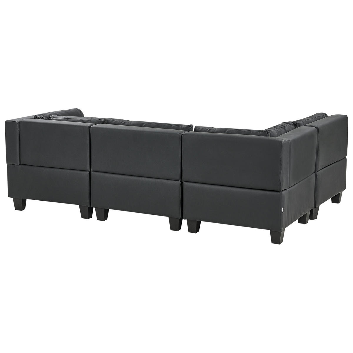 COLȚAR modul cu 4 locuri pe partea dreaptă negru piele ecologică Unstad - negru, material plastic (228/152cm) - Beliani