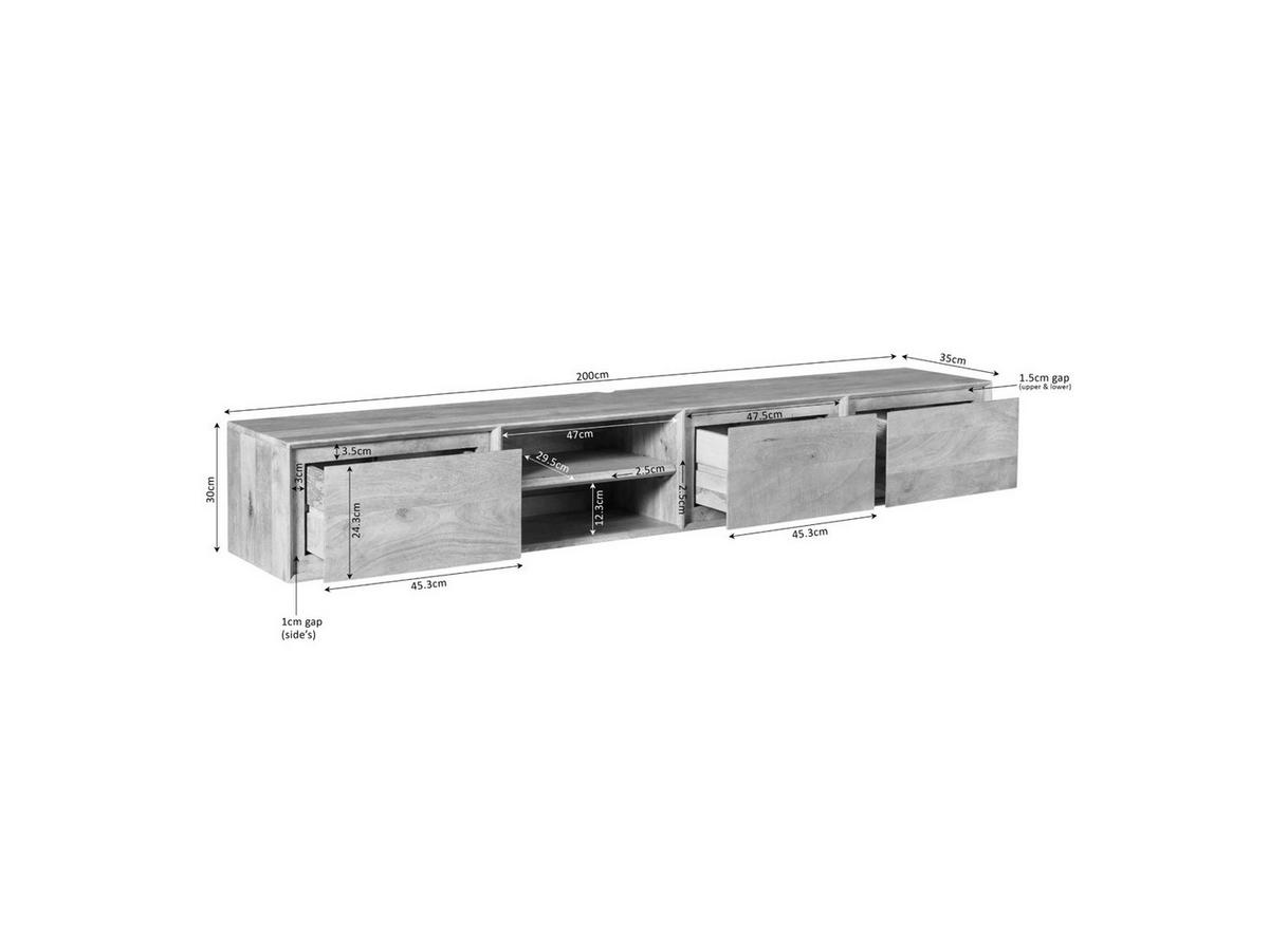 LOWBOARD Amoria Mangoholz 200 cm / 35 cm Braun - Braun, Holz (200/30/35cm) - Villa Möbel