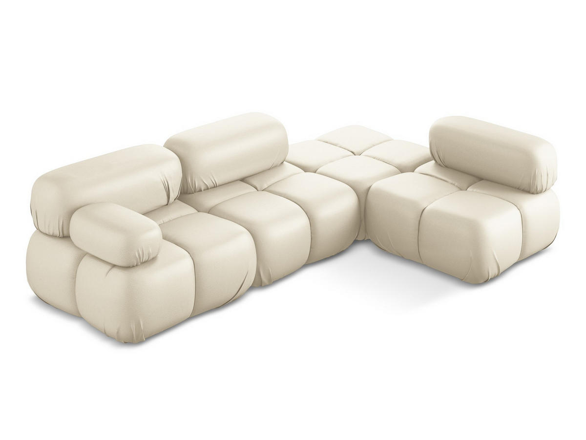 ECKSOFA Rechts Kunstleder Beige - Beige/Creme, Leder/Kunststoff (285/190cm) - Makamii