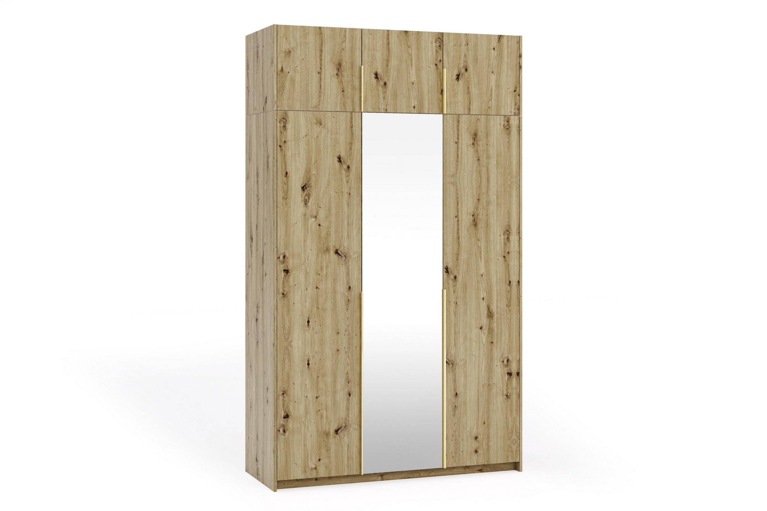 DREHTÜRENSCHRANK THALIA 148/250/58cm 3-türig mit Spiegel Eiche Artisan - Eiche Artisan, Holzwerkstoff (148/250/58cm) - MASSENO