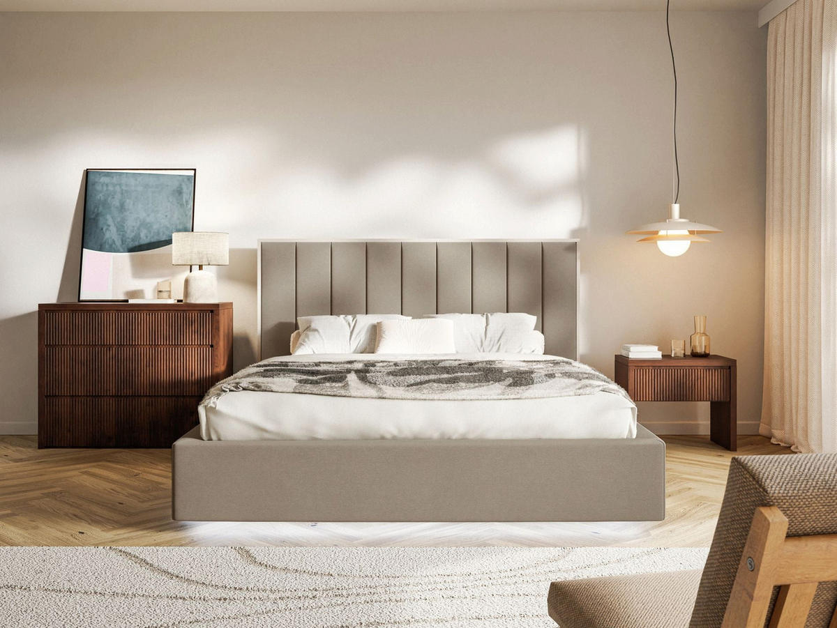 POLSTERBETT Togents Braun mit Veloursbezug, Bettkasten und LED, 140x200 cm - Braun, Textil (140/200cm) - Selsey