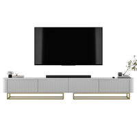 TV skrinka Aurora, set 2 kusov s kovovým rámom, matná biela, 280 cm - biela/zlatá, kov/kompozitné drevo (280/44/35cm) - Meble Lindner