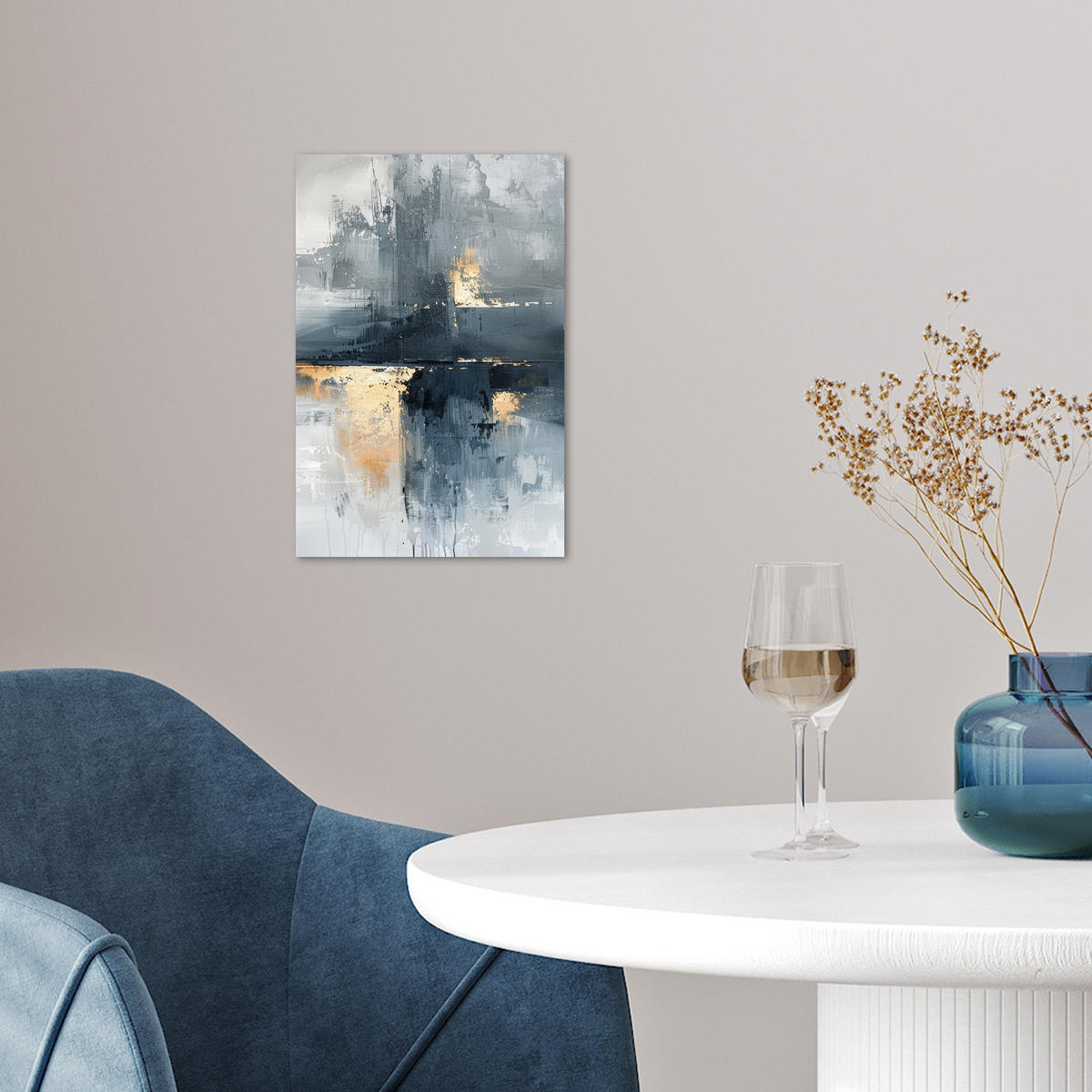 POSTER Kunst - Grau - Gold - Abstrakt 20x30 cm - Dunkelgrau, Papier (20/30/0.1cm) - MuchoWow